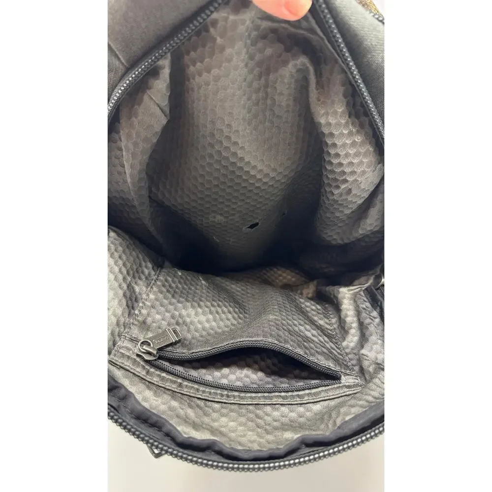 TUMI Alpha Bravo Parrish Laptop Backpack Charcoal Gray Brown Leather Trim